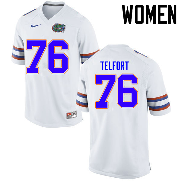 Women Florida Gators #76 Kadeem Telfort College Football Jerseys Sale-White - Click Image to Close